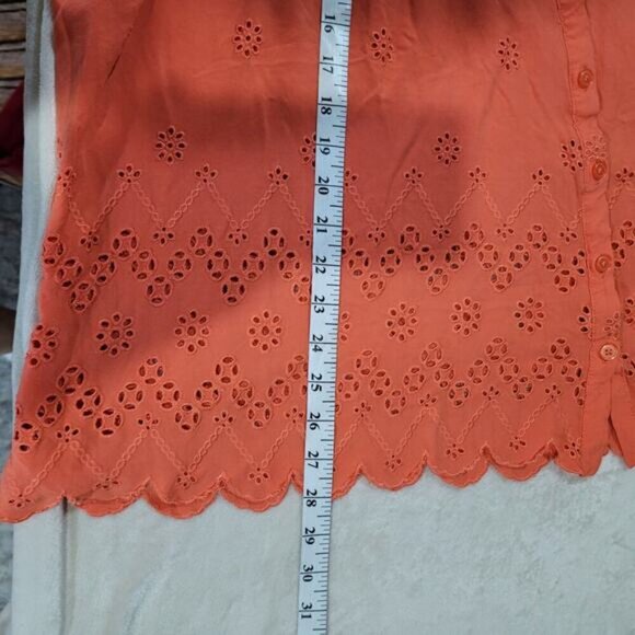 Torrid Coral Eyelet Ruffle Tie Front‎ Tank Top - Size 4X - Picture 10 of 10